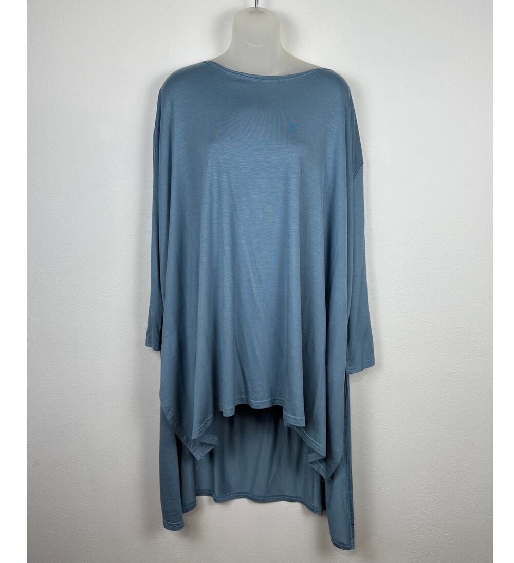 Free People FP Beach Oversized Swing Flowy Tunic Top Side Slits Blue XS/S NWOT